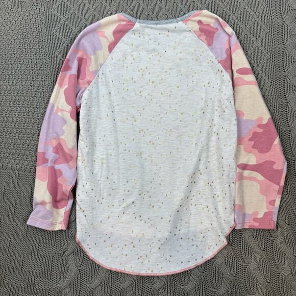 EGG New York Long Sleeve Pink Camo & Gold Polka Dot Raglan ~ 5 - Picture 8 of 11